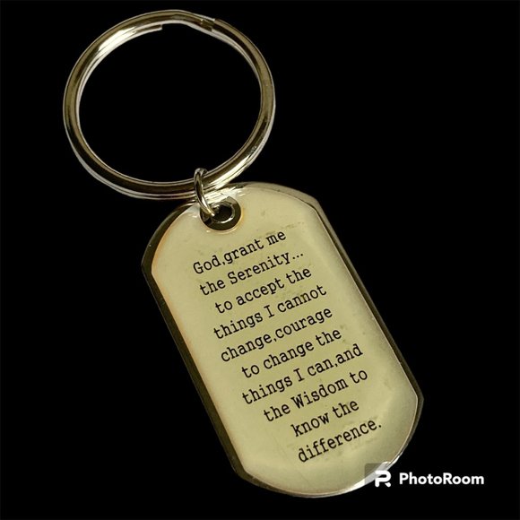 Serenity Prayer Keychain Keyring Stainless Steel Acrylic Alcoholics Anonymous AA - Picture 4 of 8